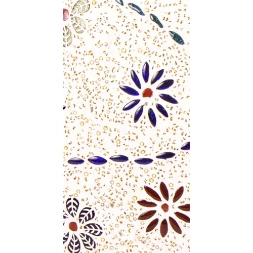 Handgefertigte Glasmosaik-Tischlampe „Floral Gray“ – Ovalform, E27-Fassung