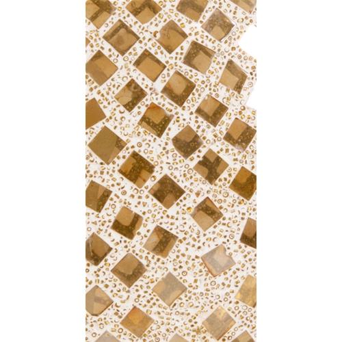 Handgefertigte Glasmosaik-Tischlampe „Gold Reflection“ – Ovalform, E27-Fassung