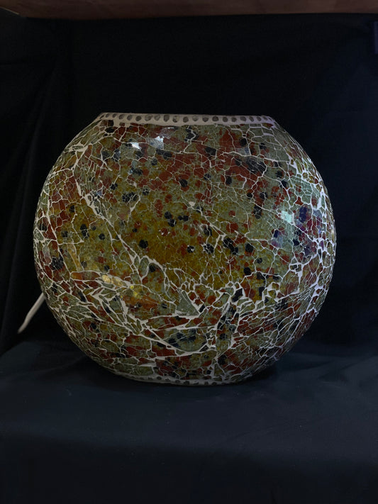 Handgefertigte Glasmosaik-Tischlampe „Mimosa Garden“ – Ovalform, E27-Fassung