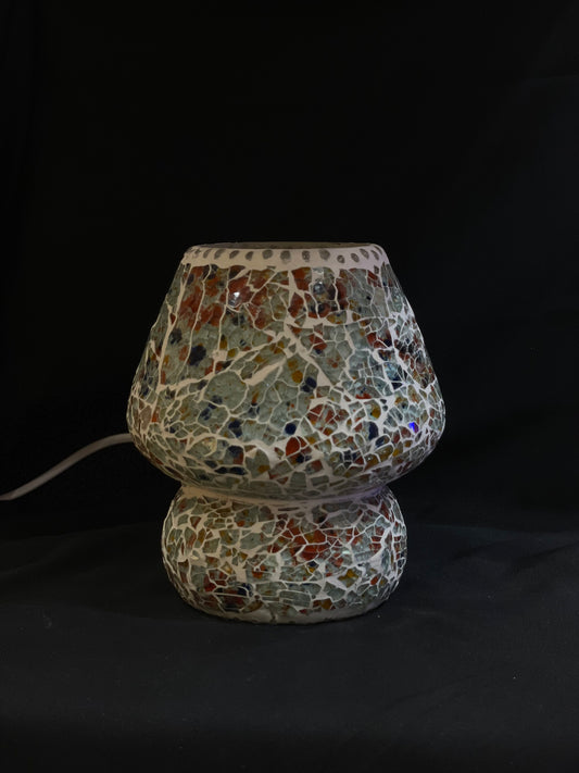 Handgefertigte Glasmosaik-Tischlampe „Mimosa Garden“ – Pilzform, E27-Fassung