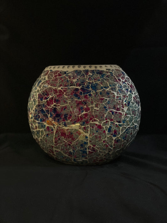 Handgefertigte Glasmosaik-Tischlampe „Lavender Garden“ – Ovalform, E27-Fassung