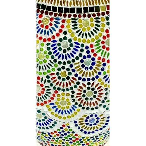 Handgefertigte Glasmosaik-Tischlampe „Magic Rings“ – Ovalform, E27-Fassung