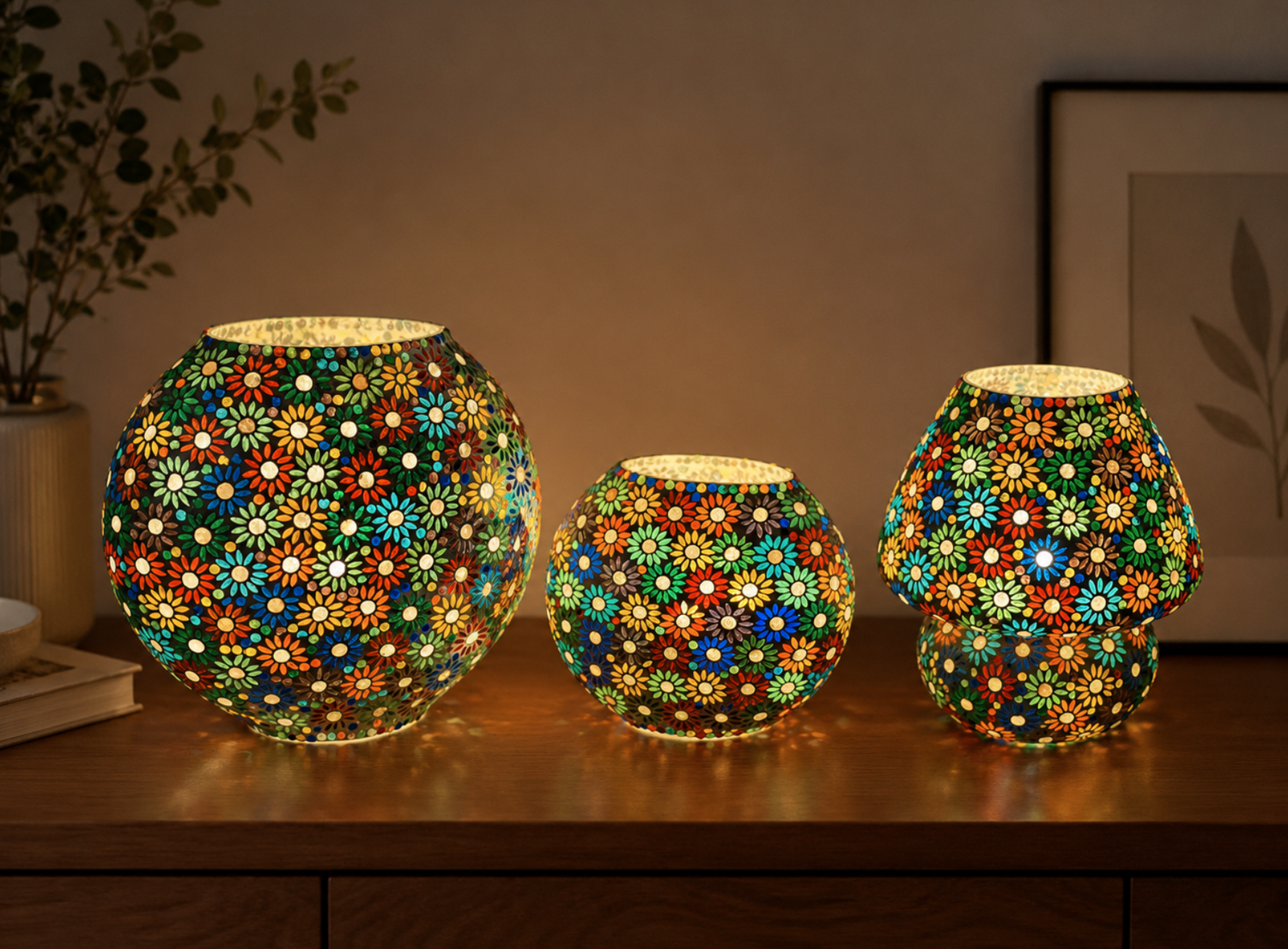 Mirror Daisy Kollektion mit handgefertigten Mosaiklampen