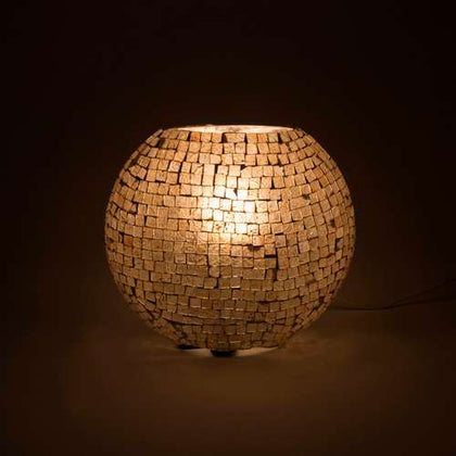Handgefertigte Glasmosaik-Tischlampe „Artist's Yellow“ – Oval