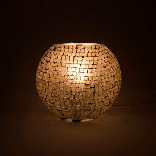 Handgefertigte Glasmosaik-Tischlampe „Artist's Yellow“ – Ovalform, E27-Fassung