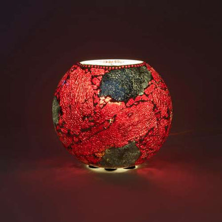 Handgefertigte Glasmosaik-Tischlampe „Vulcanic Eruption“ – Ovalform, E27-Fassung