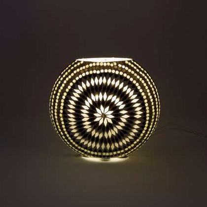 Handgefertigte Glasmosaik-Tischlampe „Yin&Yang“ – Oval