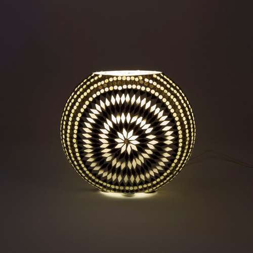 Handgefertigte Glasmosaik-Tischlampe „Yin&Yang“ – Ovalform, E27-Fassung