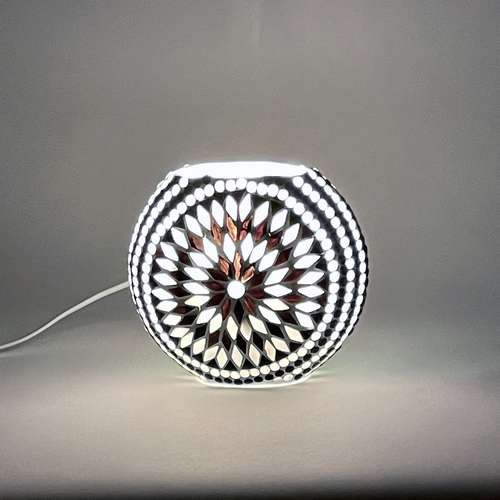 Handgefertigte Glasmosaik-Tischlampe „Yin&Yang“ – Oval