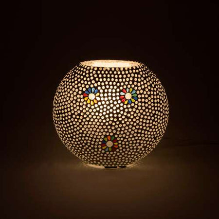 Handgefertigte Glasmosaik-Tischlampe „Black Daisy“ – Ovalform, E27-Fassung