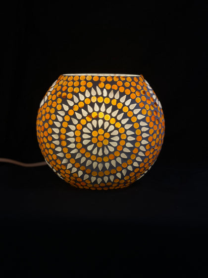 Handgefertigte Glasmosaik-Tischlampe „Sunset“ – Oval