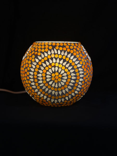 Handgefertigte Glasmosaik-Tischlampe „Sunset“ – Ovalform, E27-Fassung