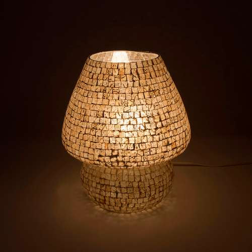 Handgefertigte Glasmosaik-Tischlampe „Artist's Yellow“ – Pilzform, E27-Fassung