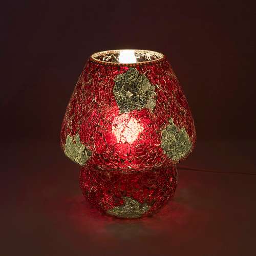 Handgefertigte Glasmosaik-Tischlampe „Vulcanic Eruption“ – Pilzform, E27-Fassung