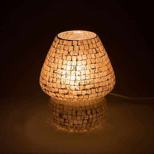 Handgefertigte Glasmosaik-Tischlampe „Artist's Yellow“ – Pilz