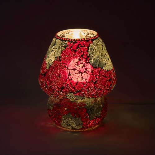 Handgefertigte Glasmosaik-Tischlampe „Vulcanic Eruption“ – Pilzform, E27-Fassung