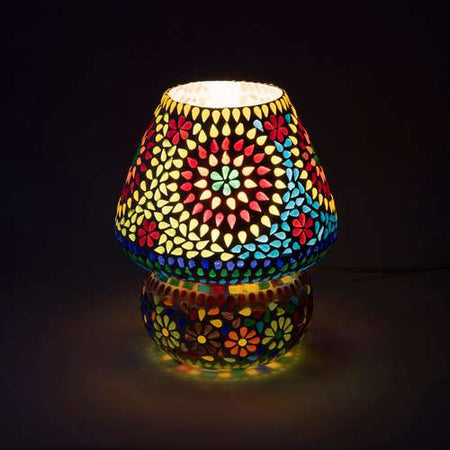 Handgefertigte Glasmosaik-Tischlampe „Color Universe“ – Pilzform, E27-Fassung