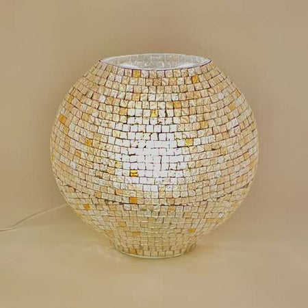 Handgefertigte Glasmosaik-Tischlampe „Artist's Yellow“ – Ovalform, E27-Fassung