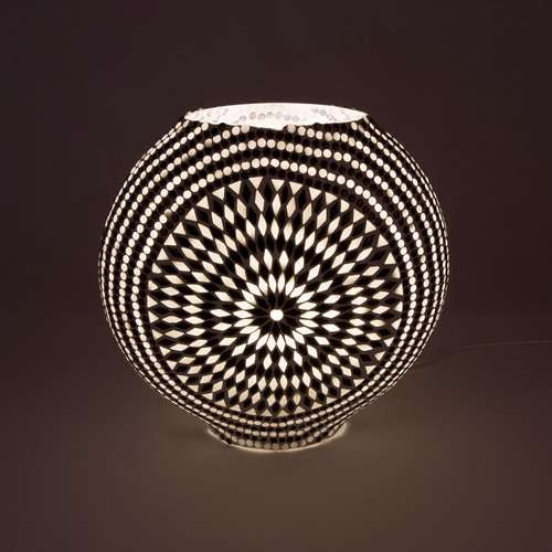 Handgefertigte Glasmosaik-Tischlampe „Yin&Yang“ – Oval