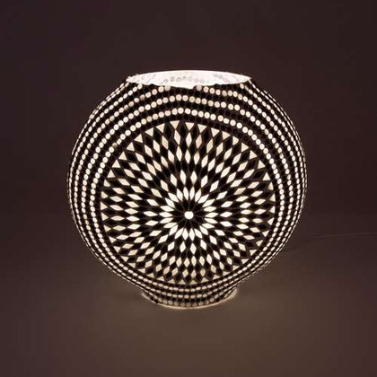 Handgefertigte Glasmosaik-Tischlampe „Yin&Yang“ – Oval