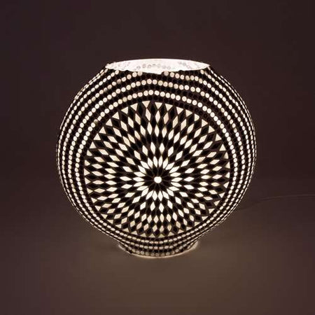 Handgefertigte Glasmosaik-Tischlampe „Yin&Yang“ – Ovalform, E27-Fassung