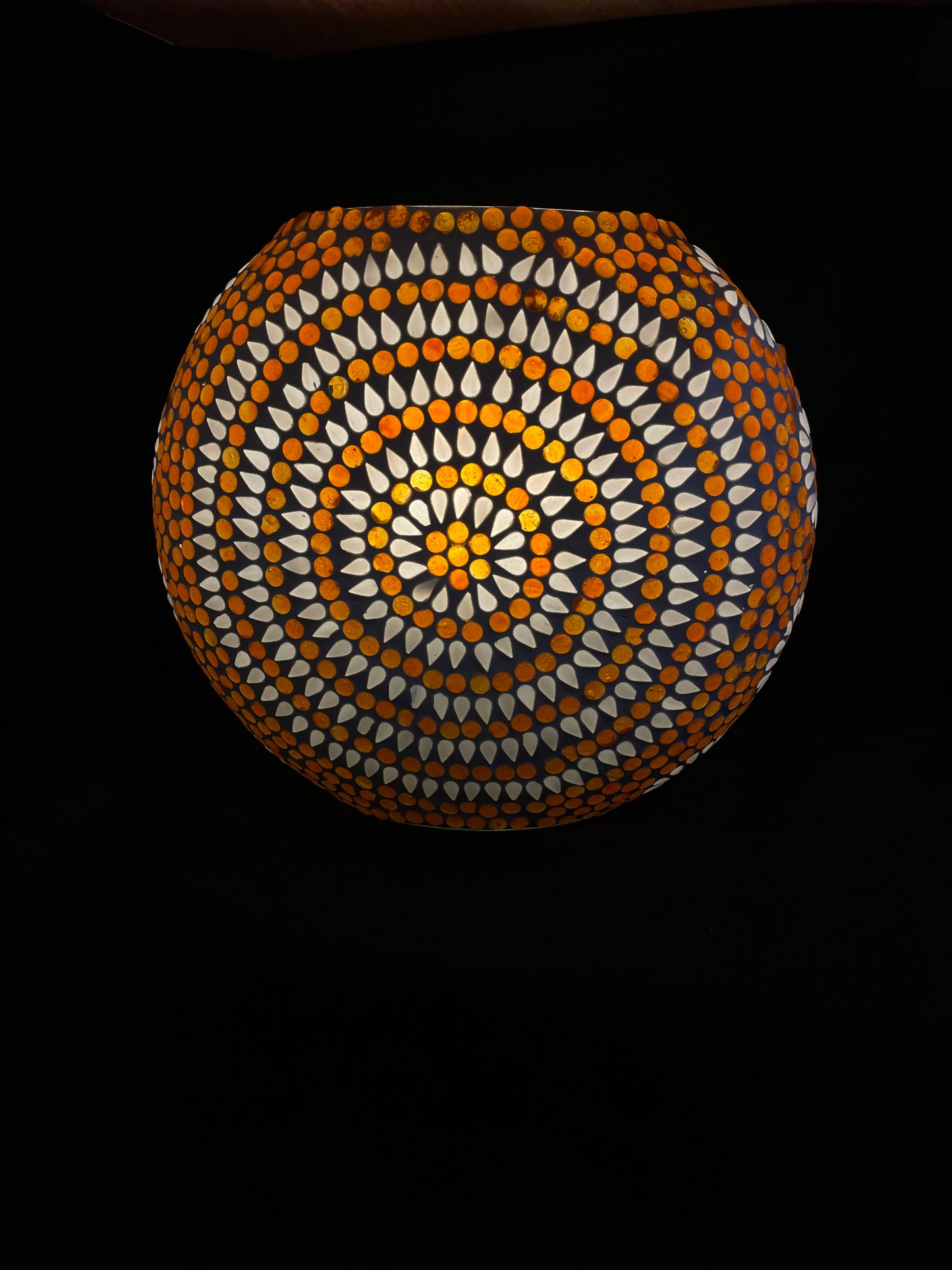 Handgefertigte Glasmosaik-Tischlampe „Sunset“ – Ovalform, E27-Fassung