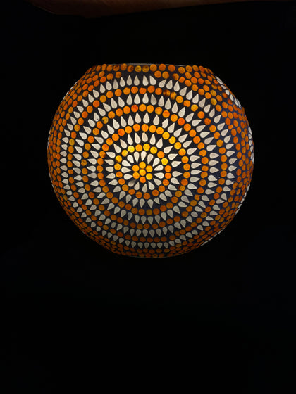 Handgefertigte Glasmosaik-Tischlampe „Sunset“ – Oval
