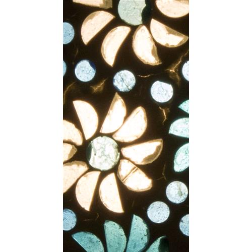 Handgefertigte Glasmosaik-Tischlampe „Light Blue Daisy“ – Pilz