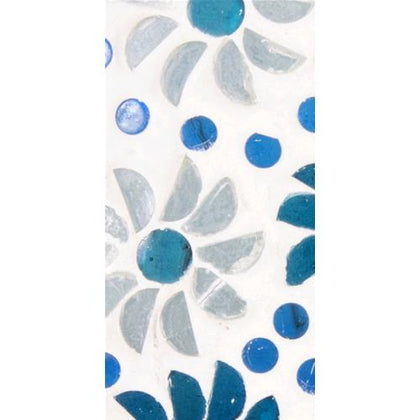 Handgefertigte Glasmosaik-Tischlampe „Light Blue Daisy“ – Pilz