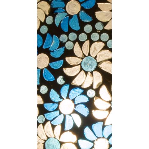 Handgefertigte Glasmosaik-Tischlampe „Light Blue Daisy“ – Pilzform, E27-Fassung