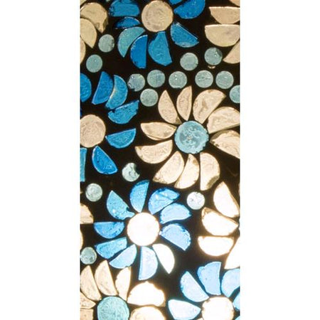 Handgefertigte Glasmosaik-Tischlampe „Light Blue Daisy“ – Pilzform, E27-Fassung