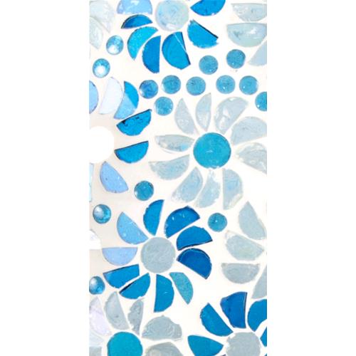 Handgefertigte Glasmosaik-Tischlampe „Light Blue Daisy“ – Pilzform, E27-Fassung