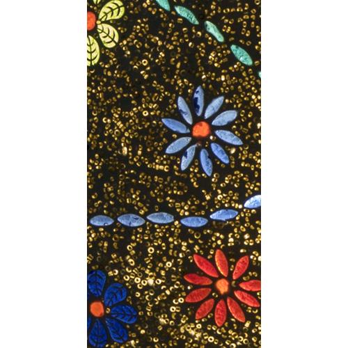 Handgefertigte Glasmosaik-Tischlampe „Floral Gray“ – Oval
