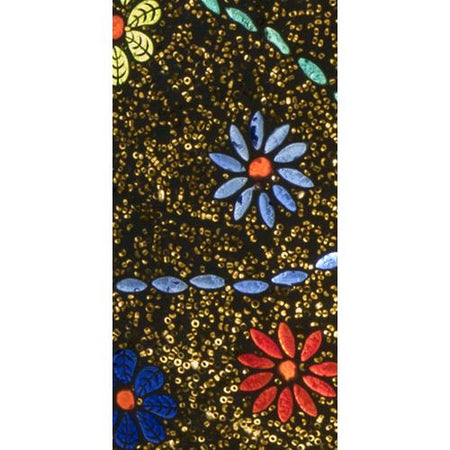 Handgefertigte Glasmosaik-Tischlampe „Floral Gray“ – Ovalform, E27-Fassung