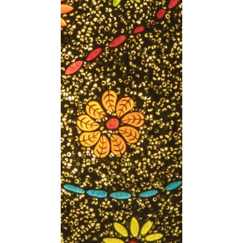 Handgefertigte Glasmosaik-Tischlampe „Floral Gray“ – Oval