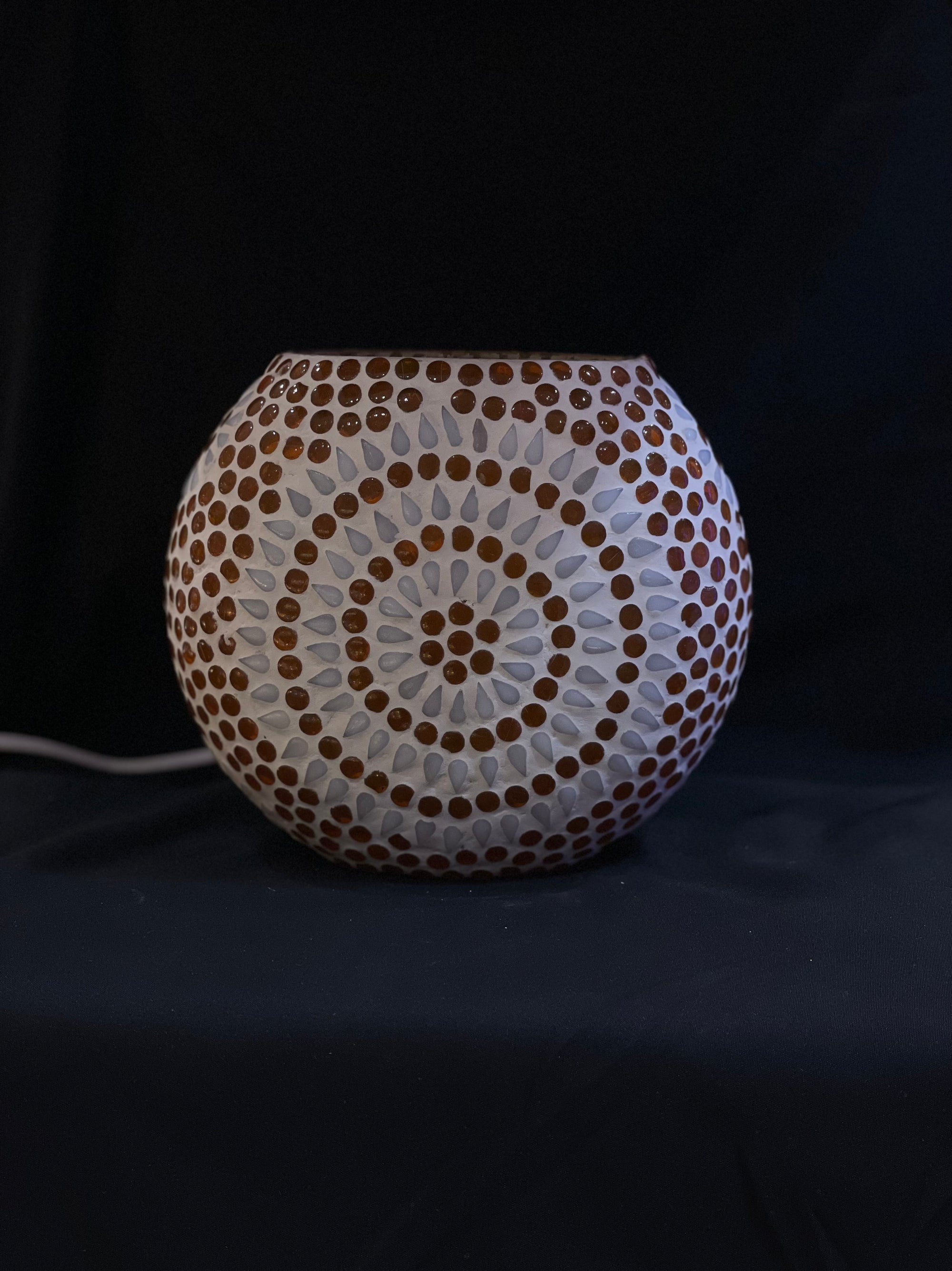 Handgefertigte Glasmosaik-Tischlampe „Sunset“ – Ovalform, E27-Fassung