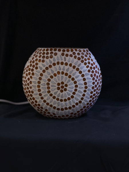 Handgefertigte Glasmosaik-Tischlampe „Sunset“ – Ovalform, E27-Fassung