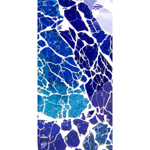 Handgefertigte Glasmosaik-Tischlampe „Blue Bay“ – Ovalform, E27-Fassung