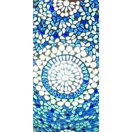 Handgefertigte Glasmosaik-Tischlampe „Blue Moon“ – Pilz