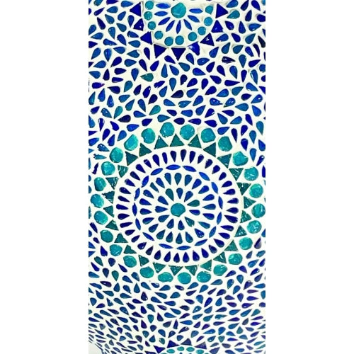 Handgefertigte Glasmosaik-Tischlampe „Blue Moon“ – Pilzform, E27-Fassung