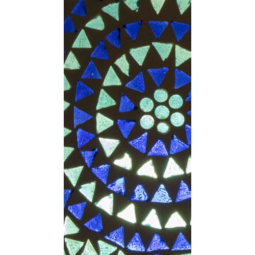 Handgefertigte Glasmosaik-Tischlampe „Blue Sauna“ – Oval