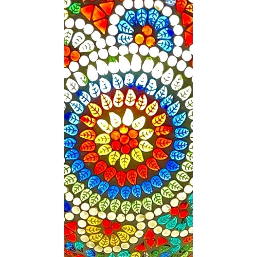 Handgefertigte Glasmosaik-Tischlampe „Colored Mandala“ – Oval