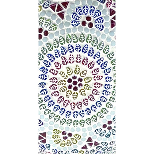 Handgefertigte Glasmosaik-Tischlampe „Colored Mandala“ – Ovalform, E27-Fassung