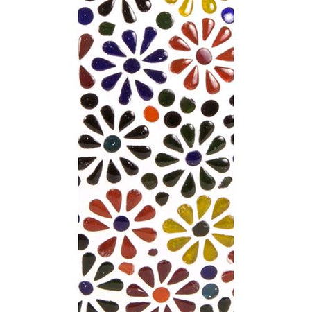 Handgefertigte Glasmosaik-Tischlampe „Flower Garden“ – Ovalform, E27-Fassung