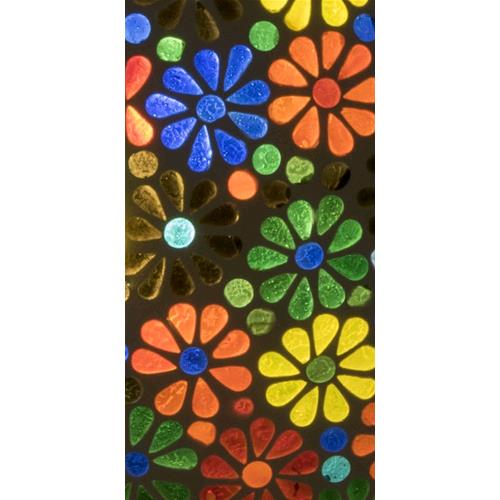 Handgefertigte Glasmosaik-Tischlampe „Flower Garden“ – Ovalform, E27-Fassung