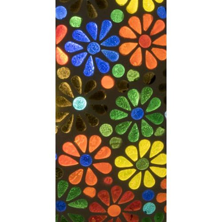 Handgefertigte Glasmosaik-Tischlampe „Flower Garden“ – Ovalform, E27-Fassung