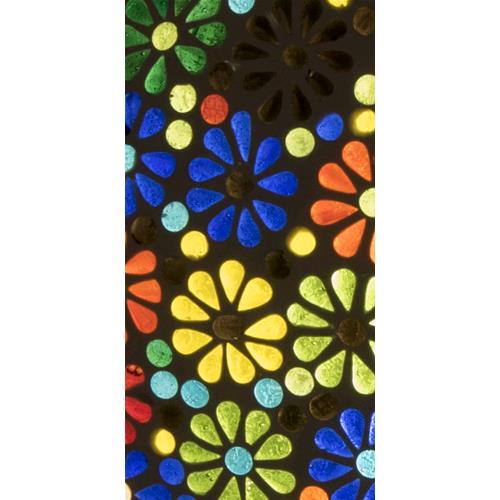 Handgefertigte Glasmosaik-Tischlampe „Flower Garden“ – Ovalform, E27-Fassung