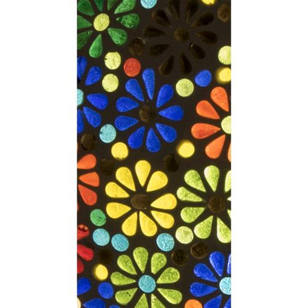 Handgefertigte Glasmosaik-Tischlampe „Flower Garden“ – Ovalform, E27-Fassung