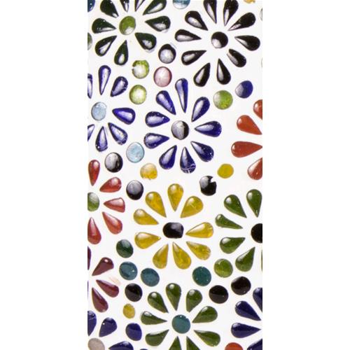 Handgefertigte Glasmosaik-Tischlampe „Flower Garden“ – Ovalform, E27-Fassung