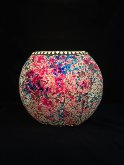 Handgefertigte Glasmosaik-Tischlampe „Lavender Garden“ – Oval